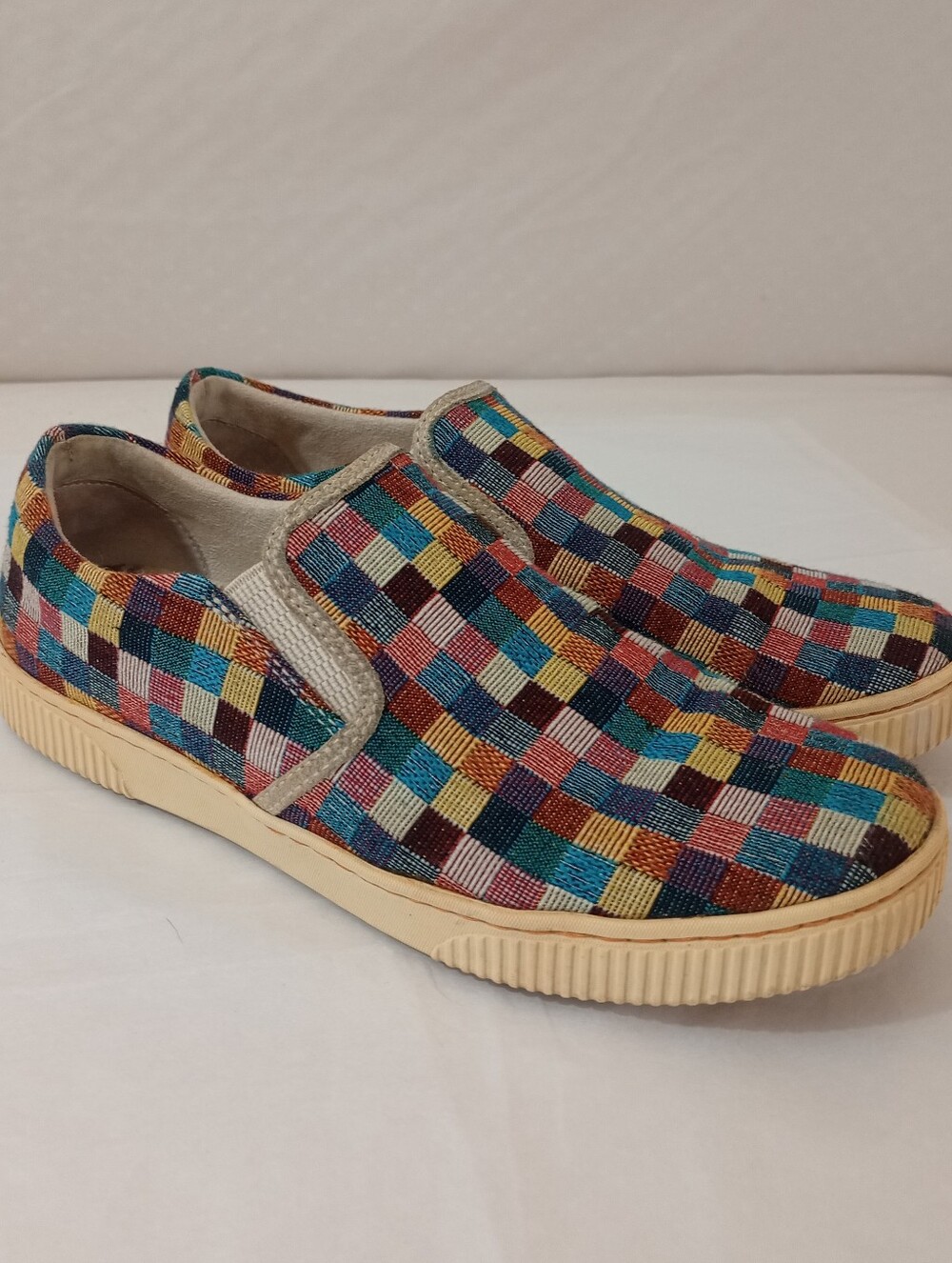 Born Casual Multi-Color Check Slip-On Sneakers for Women